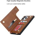 thumbnail image 6 of Crossbody Phone Case for iPhone 12 Pro Max with Card Holder,iPhone 12 Pro Max Magnetic Purse Case with Lanyard Strap for Women Men,PU Leather Zipper Lattice Pattern Travel Case 6.7" (Brown), 6 of 14
