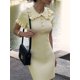 thumbnail image 2 of Vestido de punto con volantes vintage 2024 Vestido midi de punto de manga corta con solapa de verano para mujer Vestidos ajustados elegantes, 2 of 5