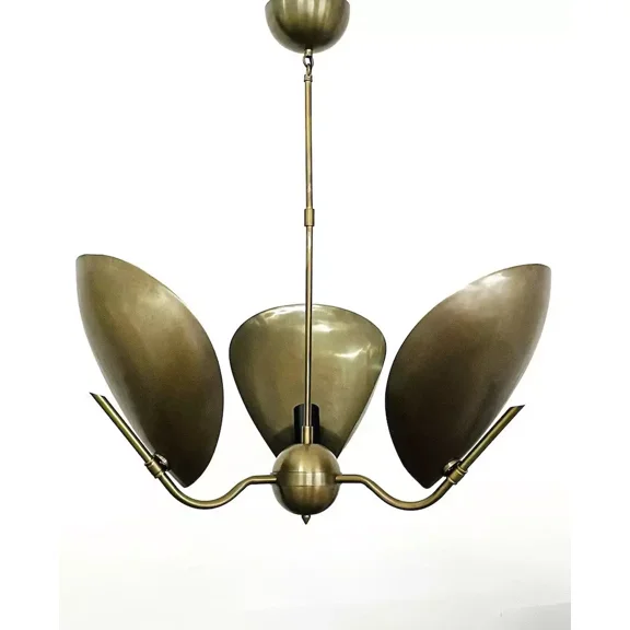 3 Arm Light Chandelier Vintage Elegant Modern Solid Brass Curved Shaped for Home Decor