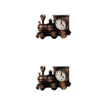 OUNONA 2 Pack Railway Engine Alarm Clocks Desktop Decor for Bedroom and Living Room, Coffee Color photo OUNONA 2 Pack Railway Engine Alarm Clocks Desktop Decor for Bedroom and Living Room, Coffee Color