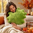 thumbnail image 5 of OANLKGI Maple Leaf Throw Pillow 15.75 x 15.75 IN Fall Leaf Pillow Decorative Cushion Accent Pillow for Couch Sofa Bed Chair Living Room Thanksgiving Decoration Living Room Dining Room Green, 5 of 5