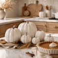 thumbnail image 3 of 7PCS Fake Pumpkins White, Fall Artificial Pumpkins for Decoration Different Sizes, Halloween Thanksgiving Autumn Harvest DIY Foam Pumpkin Indoor Outdoor Home Decor, 3 of 7