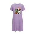 thumbnail image 5 of Sakmal Loose Sleepwear for Women Stretchy Purple Christmas Soft Sleep Dress Dog Print Crew Neck Short Short Sleeve Nightgowns S-2XL, 5 of 5