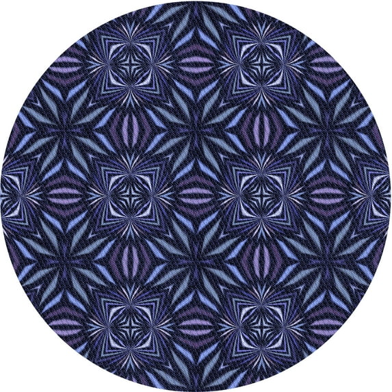 Ahgly Company Indoor Round Patterned Night Blue Area Rugs, 4' Round