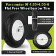 thumbnail image 2 of Upgraded 16" Flat Wheelbarrow Wheels and Tires, 4.80/4.00-8 Solid Wheelbarrow Tires with 5/8"&3/4" Bearings,14"-16" Universal Fit Wheelbarrow Tires for Wheelbarrows/Garden Trailer, 2 of 7