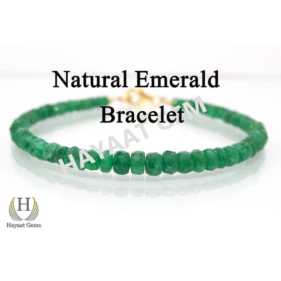 Faceted Natural Zambian Emerald Beads Bracelet: Handmade Gemstone Jewelry