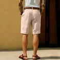 thumbnail image 4 of Men's High Waist Casual Business Shorts Pleated Front Cotton Linen Blend Summer Lightweight Breathable Rolled Cuff Shorts with Side Pockets Khaki M, 4 of 4
