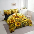 thumbnail image 3 of Homewish Abstrsct Chic Sunflower 7-Piece Twin Bedding Sets,Rustic Flower Floral Bedding Comforter Set,Yellow Flying Butterflues Sheet Sets For Girl Teens,Super Cozy Room Decor Reversible, 3 of 8
