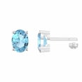 thumbnail image 3 of Gaspara Oval Swiss Lab Created Blue Topaz Solitaire 925 Sterling Silver Stud Earrings for Women's, 3 of 4