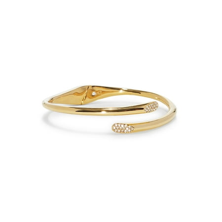 Crystal Hinge - Goldtone & Crystal Pavé Rounded Bypass Hinge Cuff