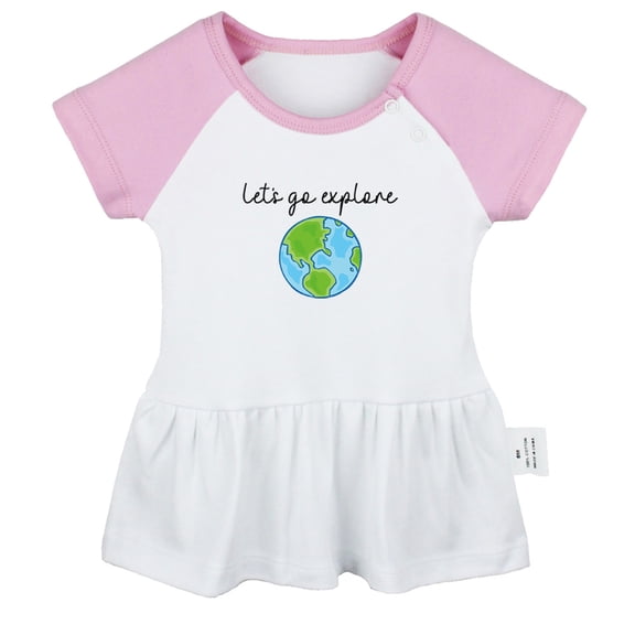 Let's Go Explore Funny Dresses For Baby, Newborn Babies Skirts, Infant Princess Dress, 0-24M Kids Graphic Clothes (Pink Raglan Dresses, 6-12 Months)
