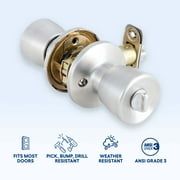 Brinks Mobile Home Keyed Entry Classic Bell Style Doorknob, Stainless Steel Finish