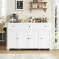 thumbnail image 5 of Homfa 55"W Kitchen Sideboard Credenza, 4-Doors 3-Drawer Wood Buffet Storage Cabinet with Adjustable Shelves, White, 5 of 7