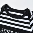 thumbnail image 2 of Newborn Infant Baby Boy Clothes Long Sleeve Stripe Letter Print Romper Pants and Hat Outfits Set Black, 2 of 6