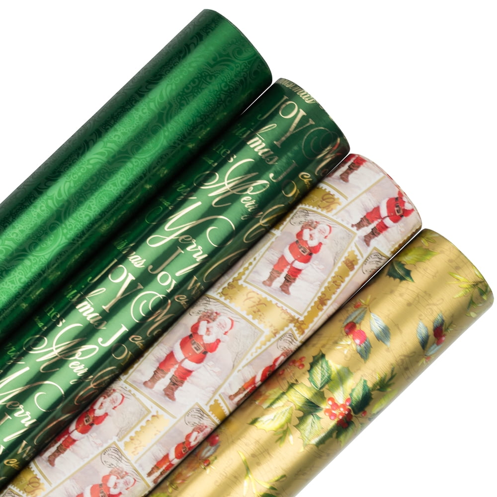 JAM Christmas Wrapping Paper, 180 Sq Ft Total, 4/Pack, Lush Classic