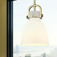 thumbnail image 4 of Innovations Lighting  Newton Bell - 1 Light 8" Stem Hung Pendant Brushed Brass/Matte White, 4 of 5