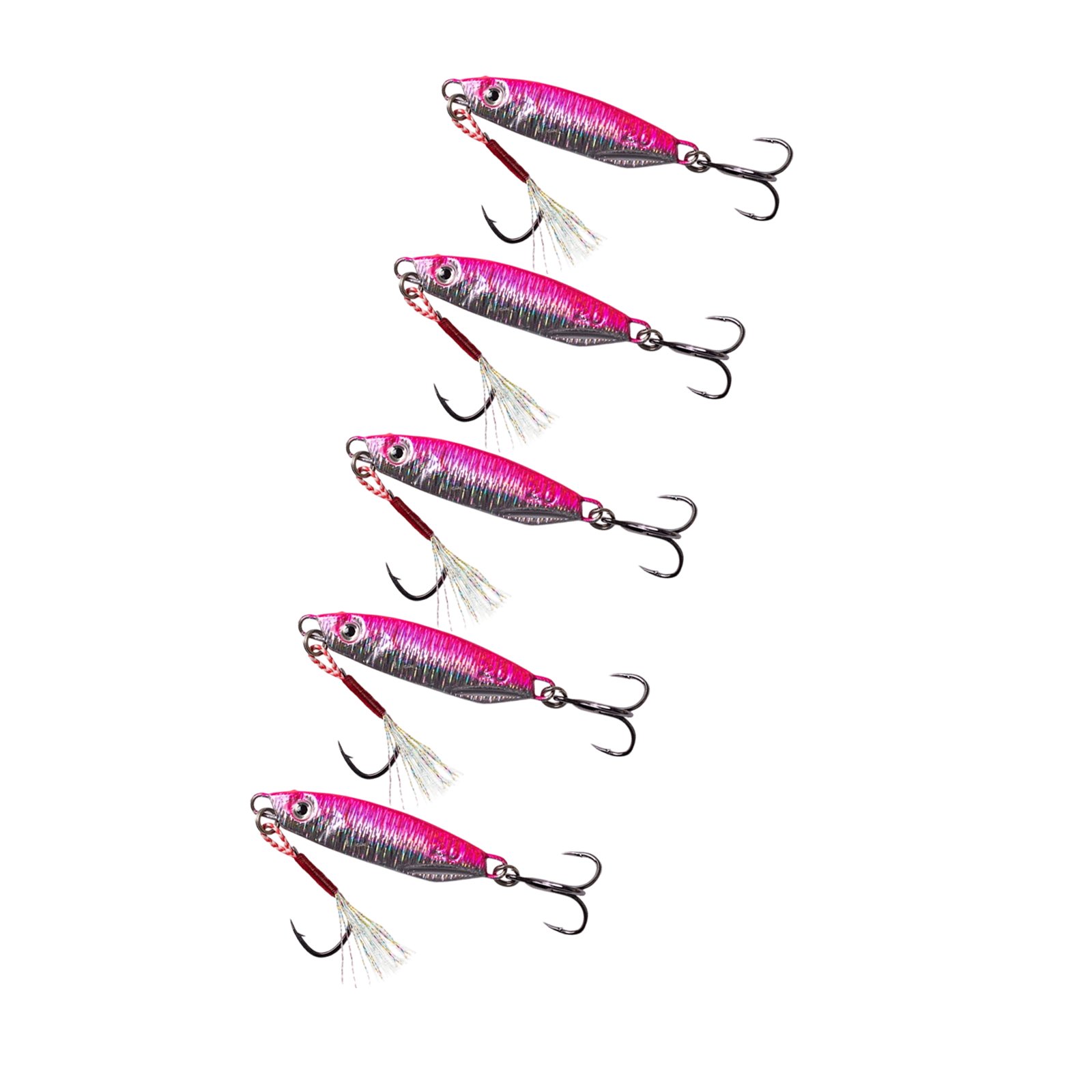 5Pcs Fishing Tackle Metal Cast Jigging Spoon Lures High Reflective Hard Baits with Treble Hook Sinking Fishing Baits