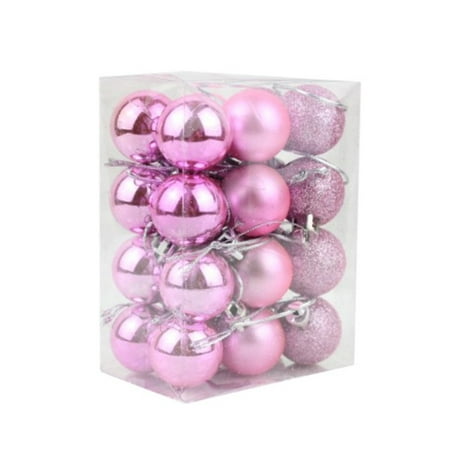 24x 3CM Christmas Glitter Bubbles Balls Xmas Tree Hanger Hanging Ornament
