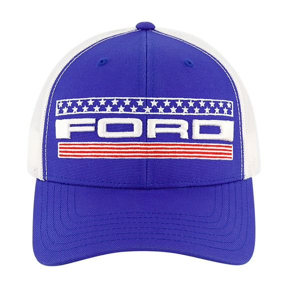 Ford Trucker Hat, Logo Mesh Adjustable Snapback Baseball Cap with Curved Brim, Royal Blue, One Size