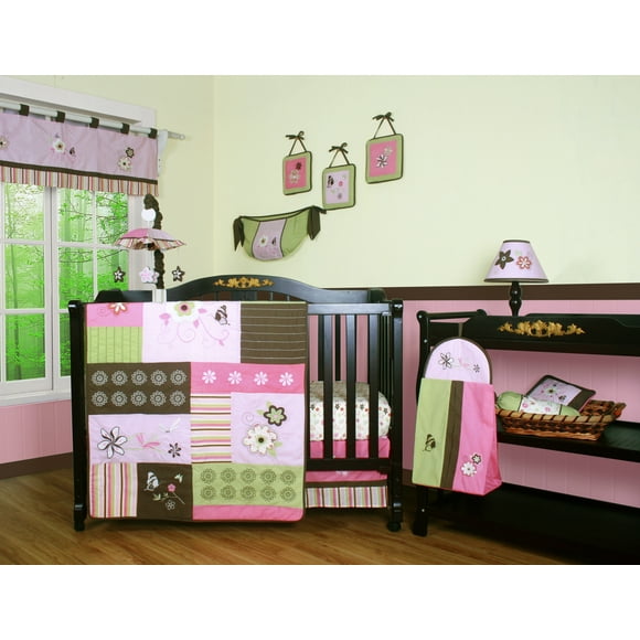 Bumperless 12 Pieces Floral Dream Baby Girl Nursery Crib Bedding Set