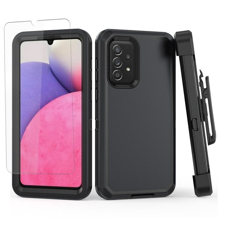 NIFFPD Samsung Galaxy A33 5G Case with Screen Protector Full-Body  Shockproof Phone Case for Galaxy A33 5G with Belt-Clip Holster Black 