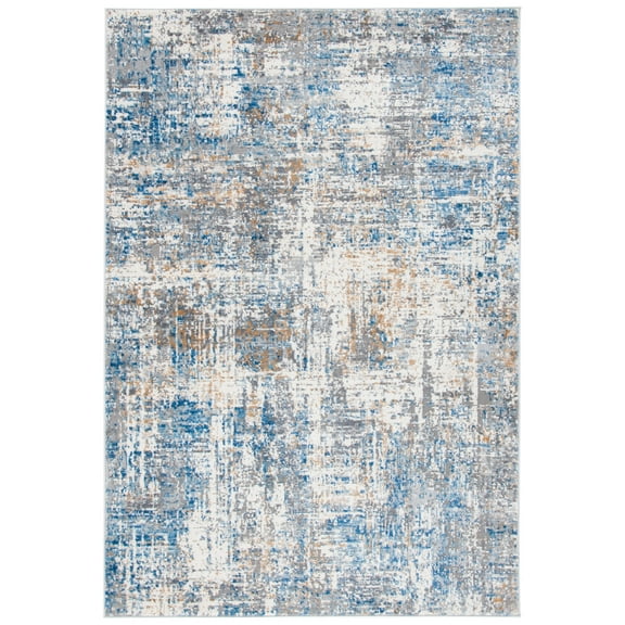 SAFAVIEH Shivan Janae Abstract Distressed Area Rug, Ivory/Blue, 4' x 6'