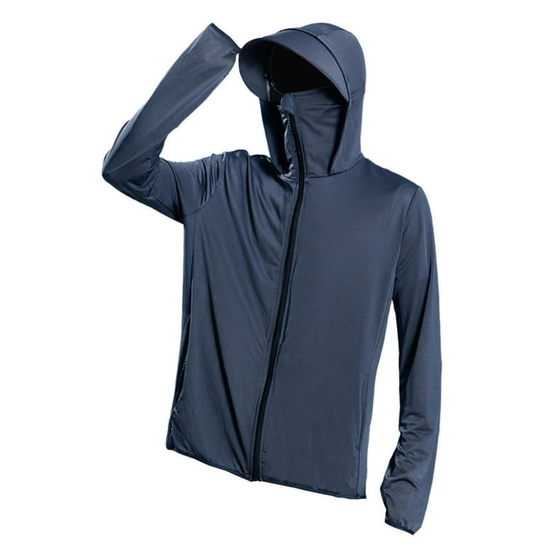 kesoto Men's Hooded Sun Protection Shirt Full Zip Cooling