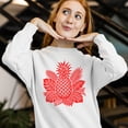 thumbnail image 3 of Smartprints Red Tropical Pineapple Women's Hoodie White, Cotton, S, 3 of 4