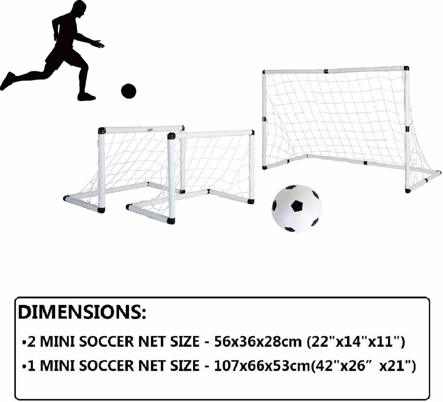 3pcs Portable Soccer Goal Net Frame Backyard Football Training Set+Football 