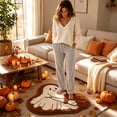 thumbnail image 5 of Halloween Cute Ghost Walking Dogs Shaped Doormat, Halloween Ghost Puppy Shaggy Bath Mat, Non Slip Fluffy Decorative Floor Rug, for Entryway, Bathroom, Fall Home Decor, 5 of 7