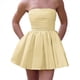 thumbnail image 1 of Vestido de Cóctel de Verano para Mujer, Minivestido Fruncido con Volantes Amarillo M, 1 of 8