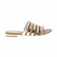 thumbnail image 2 of Moca Flat Sandal Women's Casual Faux Open Toe Mirror Finish Leather /w Multi Color Design Madden-86, Silver 7 F US, 2 of 4