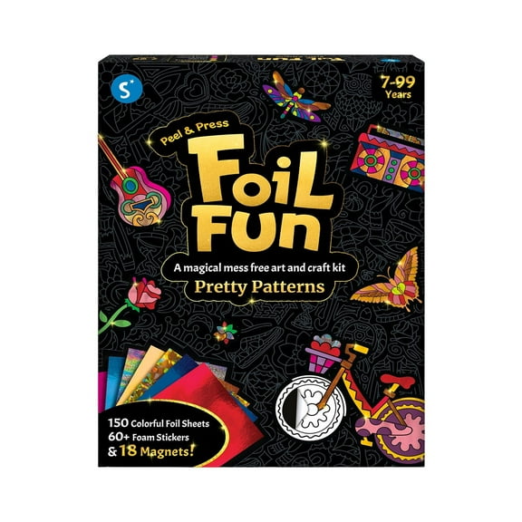 Hot Sale!Foil Fun - Pretty Patterns,18 DIY Magnets Mess-Free Art,Foil Art Colorful Creative Gathering Activity,Craft Kits,60  Foam Stickers,Fridge Stickers,Computer Stickers,Perfect Gift