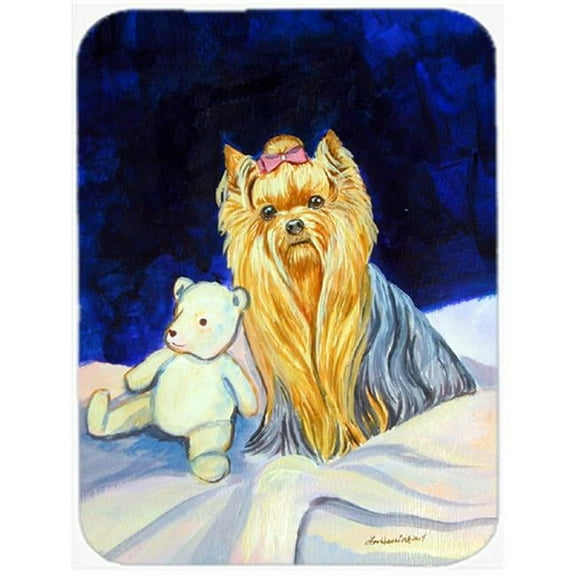 Yorkie and Teddy Bear Glass Cutting Board - Large