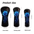 thumbnail image 6 of Uorisanigo Golf Club Driver/Fairway Wood/Hybrid Headcovers PU Leather Blue Rose Head Cover, 3 PCS Set Headcovers for Club Protective, Wrinkle-Resistant Essential Golf Accessories, 6 of 7