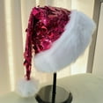 thumbnail image 4 of Tisuna Women Christmas Hats Sequin Print Stretchy Beanie Hat Fashion Soft Autumn Winter Ladies Santa Headwear Hot Pink, 4 of 7