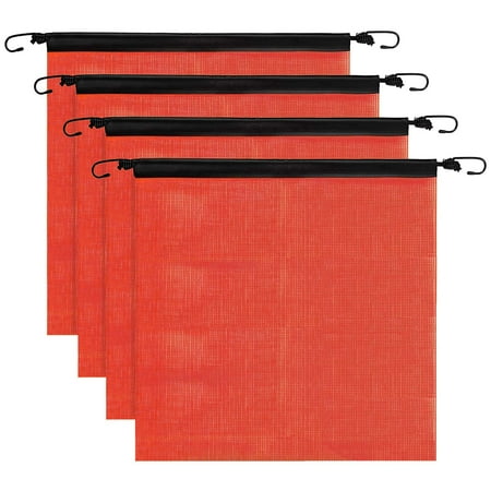 

4 pcs Safety Flags for Trucks Warning Flag Safety Flag with Elastic Cord Safety Flag with Bungee Rope
