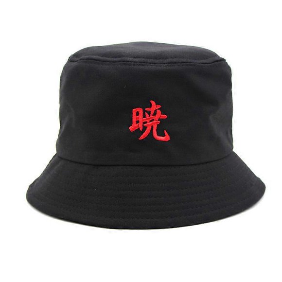 Naruto Anime Akatsuki Bucket Hat Summer Fisherman Cap Female Man Outdoor Sunhat Cotton Cosplay Embroidered Bob Panama Cap