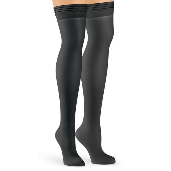 Collections Etc Non-Run Compression Thigh High Stockings - 3 Pairs