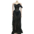 thumbnail image 4 of Oplxuo Women's Sexy Strapless Tulle Maxi Dress with Slit, Mesh See Through Corset Tube Sheer Cocktail Party Dresses, 4 of 6