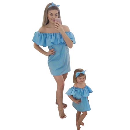 

BSDHBS Girls Pant Set Family Mommy and Me Baby Girl Off Shoulder Summer Princess Dress