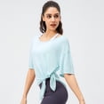 thumbnail image 1 of Blusa deportiva holgada para mujer, ligera, transpirable, para correr, con abertura, de secado rápido, para yoga, de manga corta, moderna y hermosa, 1 of 3