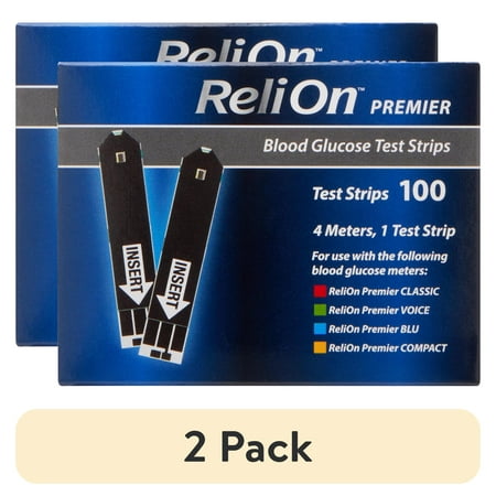 (2 pack) ReliOn Premier Blood Glucose Test Strips, 100 Count