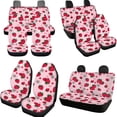 thumbnail image 3 of Jeiento Pink Strawberry Car Seat Covers Full Set for Car Front Rear Seat Covers, Headrest Cover, Coasters, Gear Shift Knob and Handbrake Cover, Cute Auto Accessory for Women Girls Universal Fit, 3 of 8