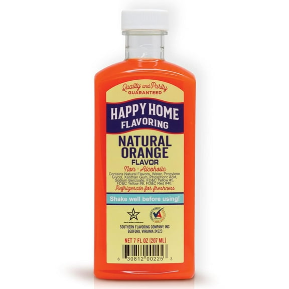 Happy Home Natural Orange Flavoring, Non-Alcoholic, Certified Kosher, 7 oz.