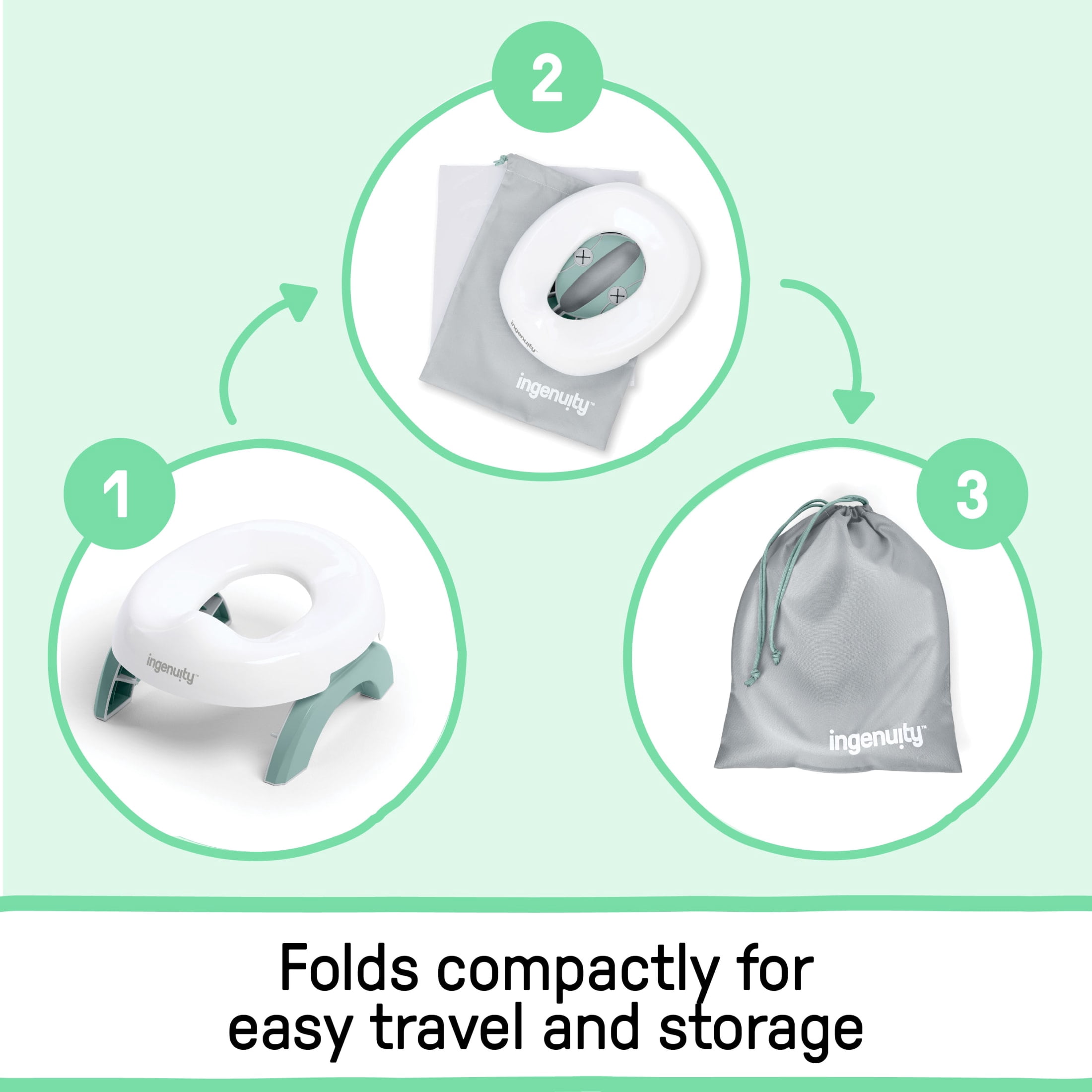 Ingenuity My Travel Potty, 2-in-1 Portable Baby & Toddler Potty Seat