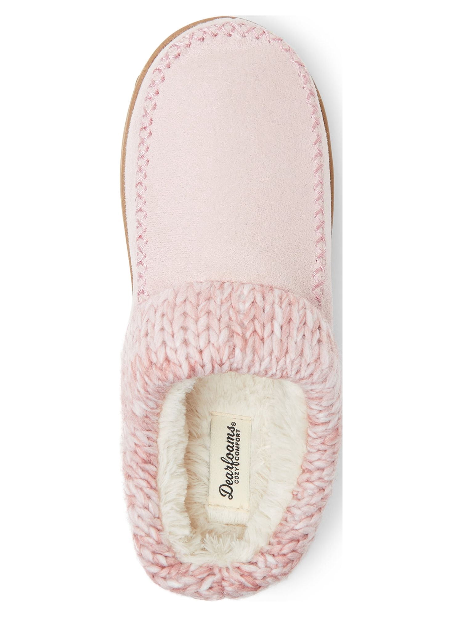 Dearfoams Cozy Comfort Women's Moc Toe Clog Slippers with Chunky Knit Collar