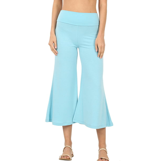 Womens Knit Capri Culottes Gaucho Wide Leg Pants  - Walmart.com