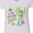 thumbnail image 4 of Inktastic Let the Good Times Roll Mardi Gras Goblet and Beads Women's V-Neck T-Shirt, 4 of 5