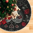 thumbnail image 5 of RMDQTR Festive Christmas Tree Skirt35.4x35.4in - Holiday Home Decor for Xmas Party Silver and Bright Red Roses, 5 of 6